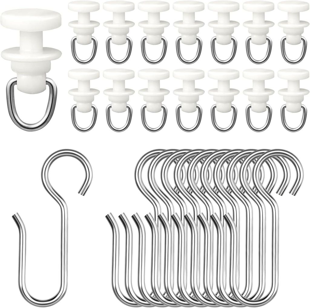 100-teiliges Set aus Metallgleitern und Haken für Gardinenstangen, Türen, Fenster und Duschen