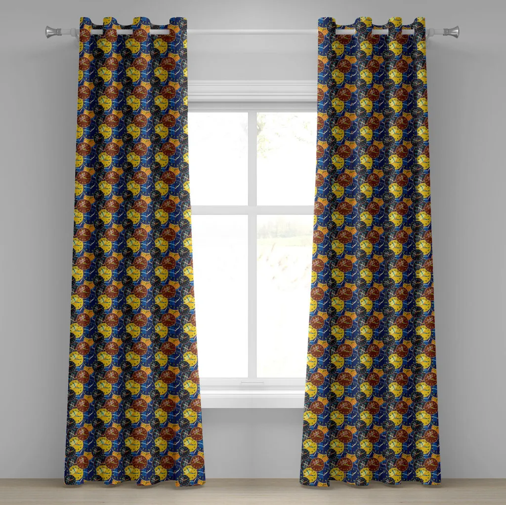 Coppia Tende Abakuhaus Lavabili 280x225cm | Orologi Vintage Giallo