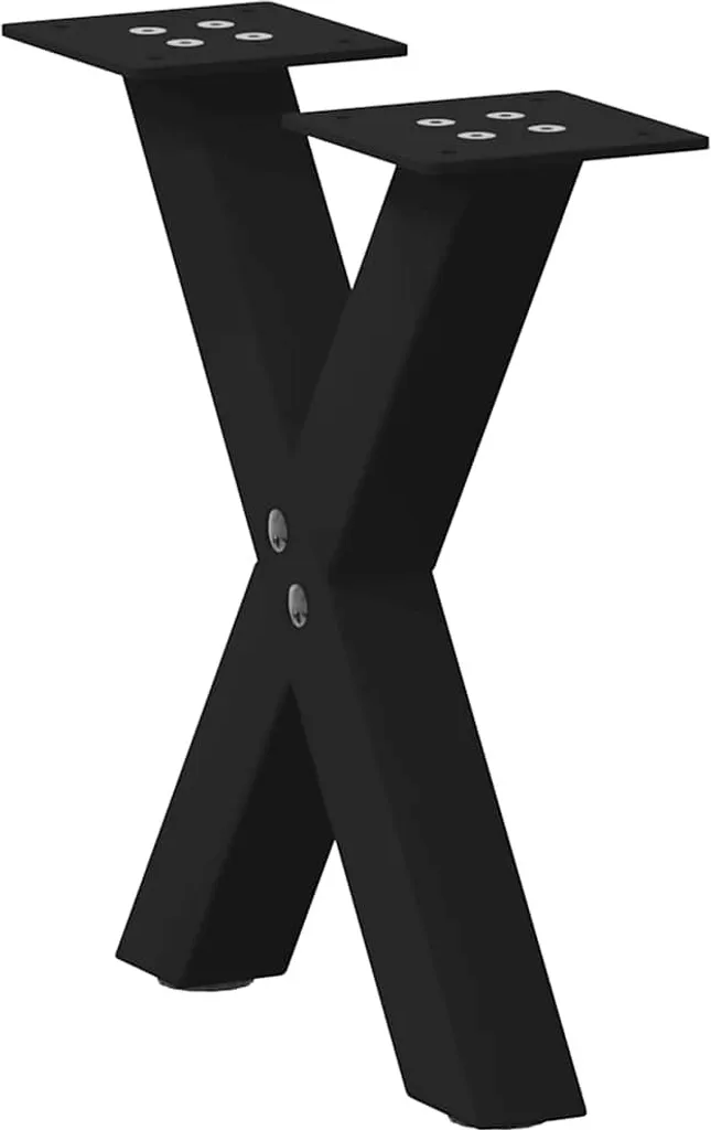 Gambe del tavolino a X 2 pezzi nero 30x(30-31) cm acciaio