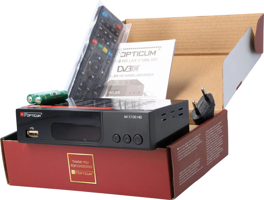 Opticum AX C 100 DVB-C Décodeur avec Lecteur USB et Sortie HDMI Noire - 22