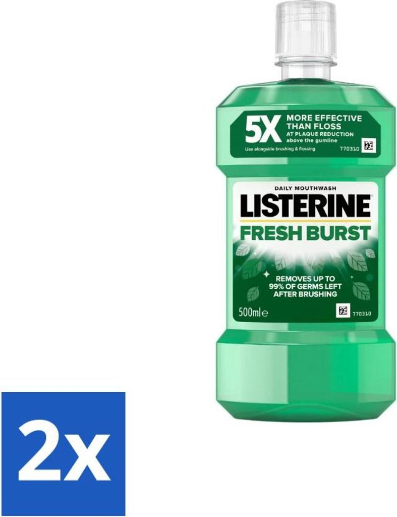 Listerine - Mundwasser - Fresh Burst - Starke Zähne - 500 ml - Vorteilspack - 2 Stücke