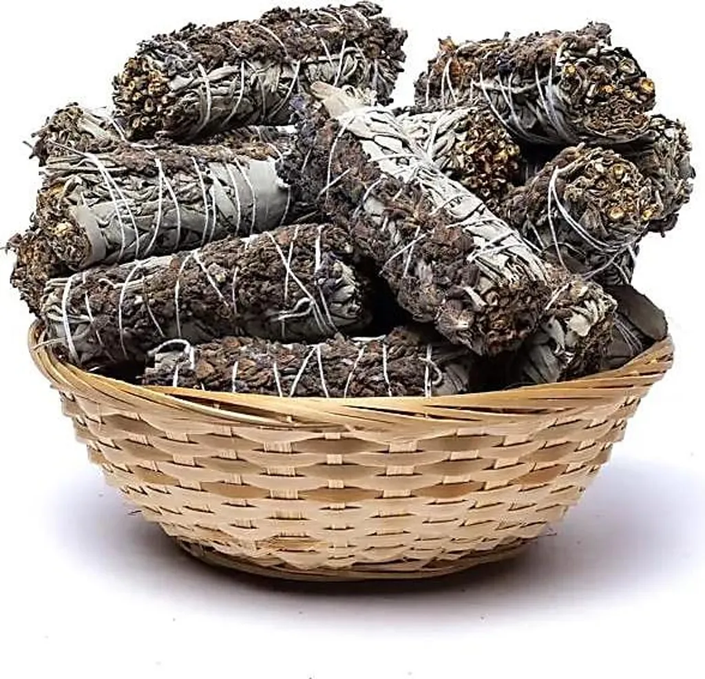 Sauge Blanche et Lavande pour Méditation - Set de 24 Bâtons en Panier