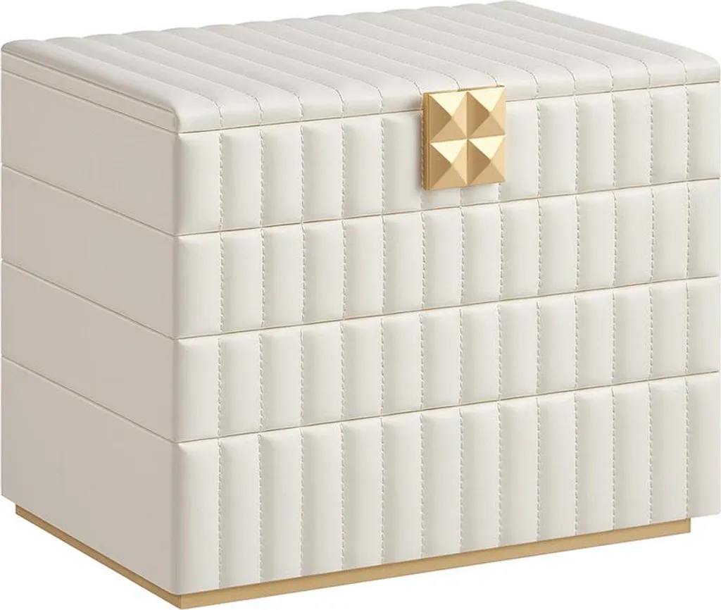 Boîte à bijoux anti-nœuds 4 niveaux blanc nuage avec miroir pratique