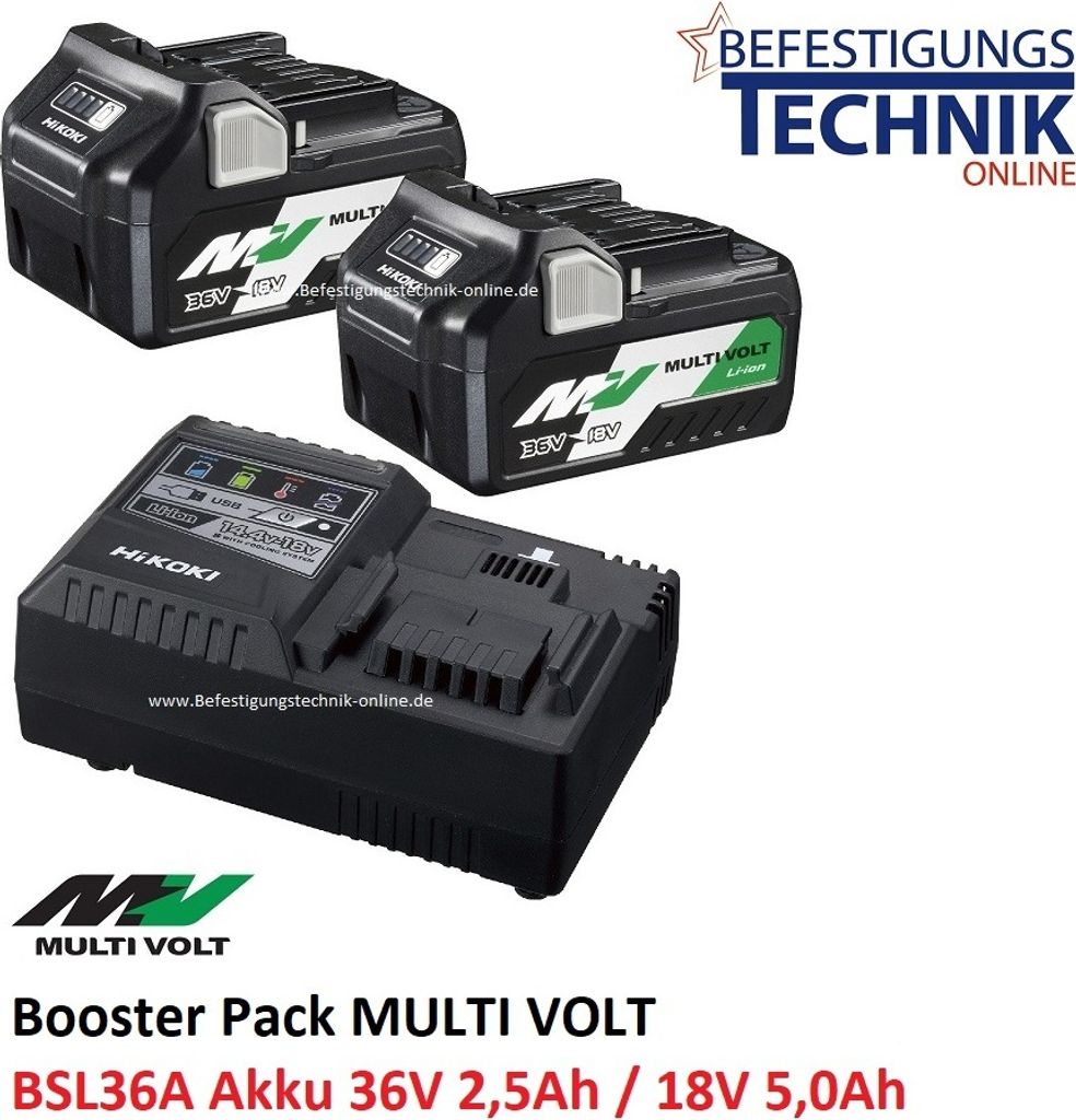Hikoki Hitachi Booster Pack Multi Volt UC18YSL3WEZ 2 Akkus Produktbild 