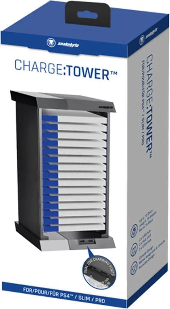 Support de charge et rangement jeux snakebyte Charge:Tower pour PS4 Slim