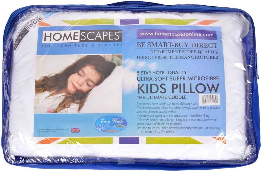 HOMESCAPES Kinder Kopfkissen gefüllt mit 100% Super Produktbild 