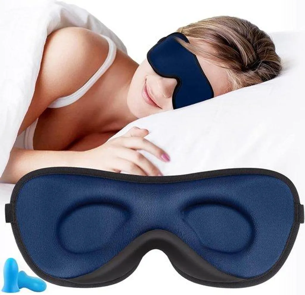 Masque de sommeil ergonomique bleu marine avec sangle ajustable soft