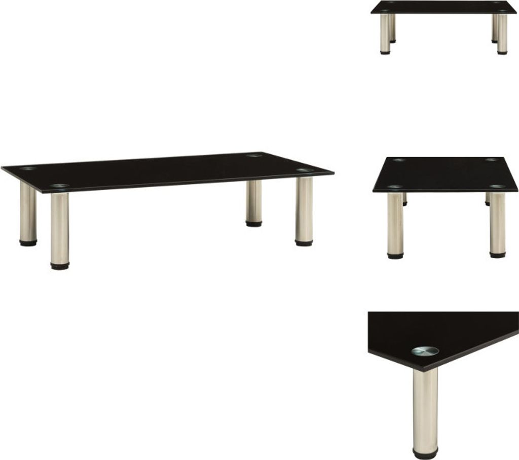 vidaXL TV-Tisch 60x35x17 cm Schwarz Hartglas - TV-Möbel