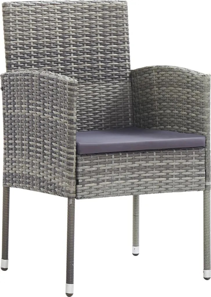 Fauteuils de Jardin en Résine Tressée Grise avec Coussins - Lot de 2