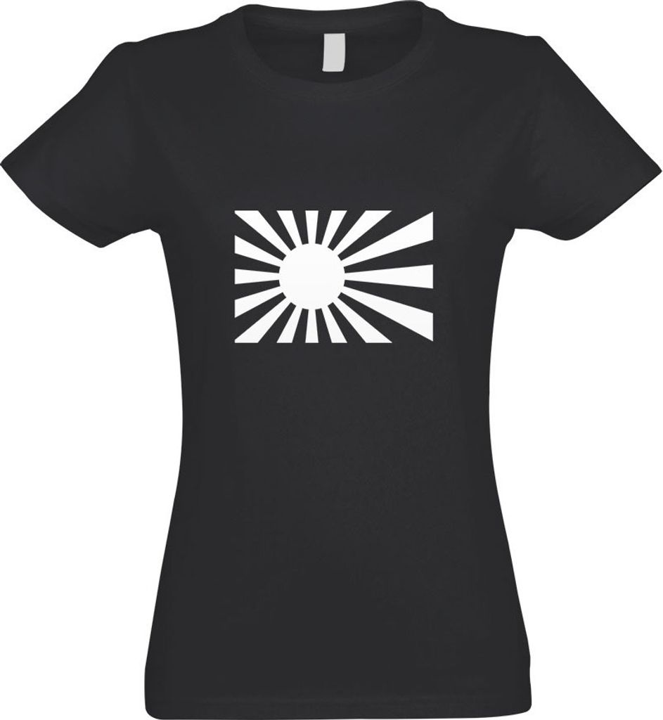 Kiwistar - T-Shirt tailliert - Damen - Graphit - Japan Kriegsfahne - mit Motiv Bedruckt - Funshirt Design - Sport - Freizeit - Damen - XXL
