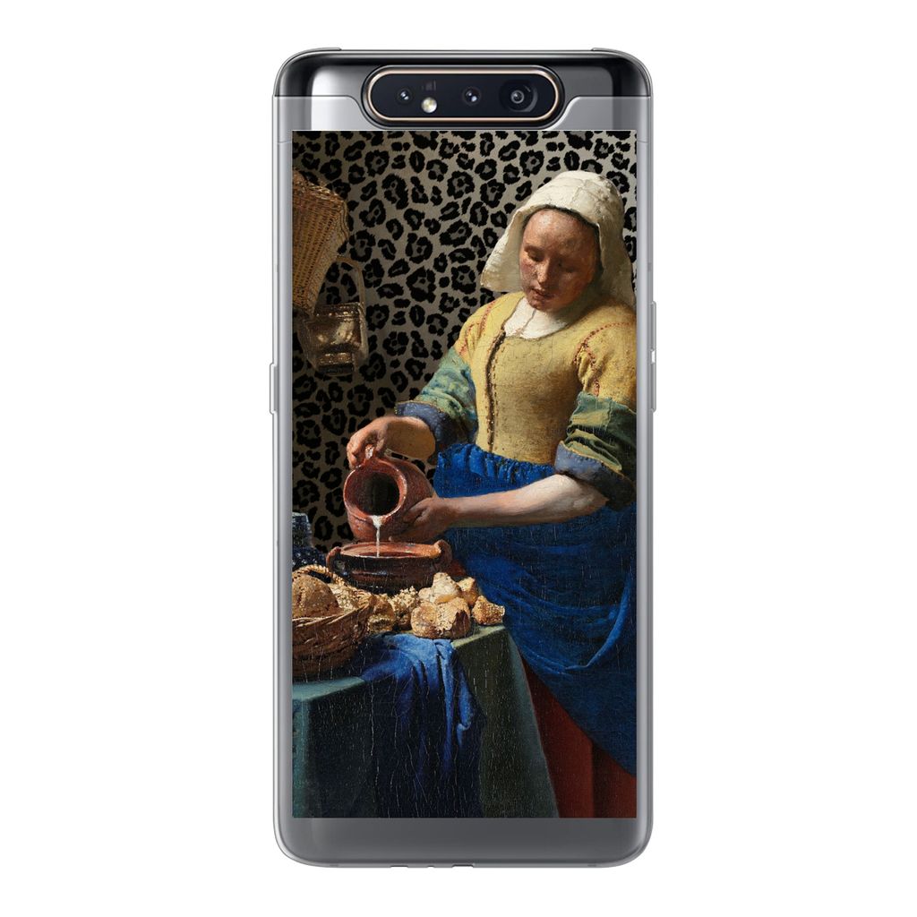MuchoWow Handyhülle Schutzhülle Hülle für Samsung Galaxy A80 Milchmädchen - Kunst - Pantherdruck - Vermeer - Gemälde - Alte Meister Silikon...