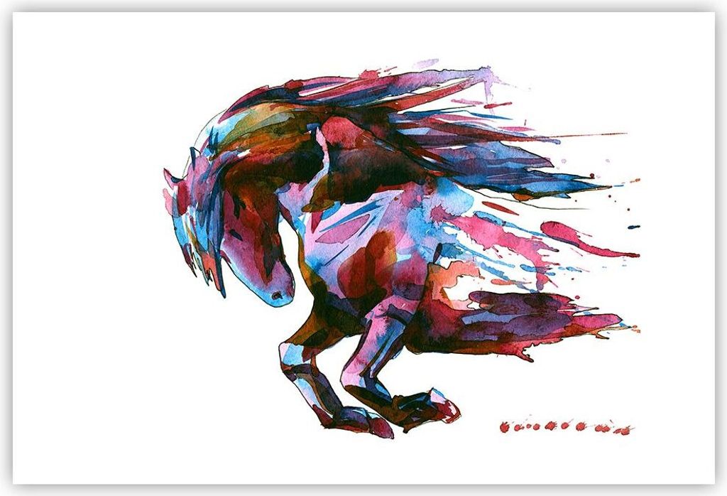 Poster - Poster ohne Rahmen - Pferd Eleganz wild Tier - 91,5x61 cm - Wand Bild - Wanddeko - Wandbilder - Kunstposter - Wandposter - Bilder - Kunstd...