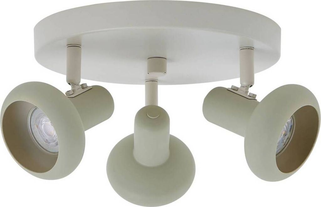 Lindby Deckenstrahler Huby, 3-flammig, creme/hellgrün, Eisen