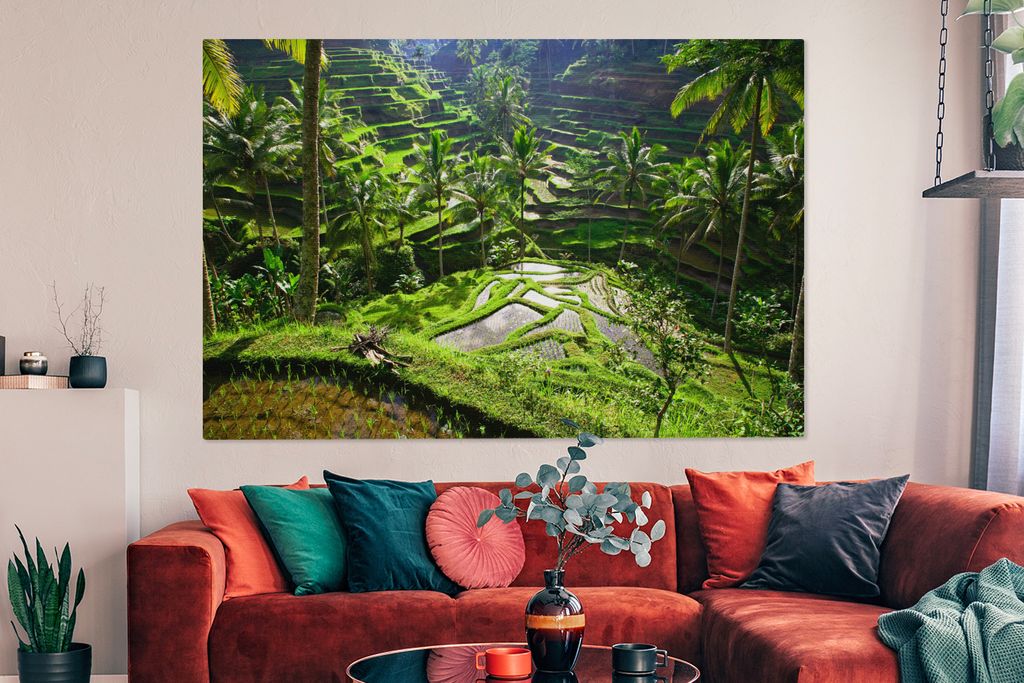 OneMillionCanvasses - Leinwandbilder - 150x100 cm, Spektakuläre Reisfelder nördlich von Ubud, Wandbilder Kunstdruck Wanddekoration