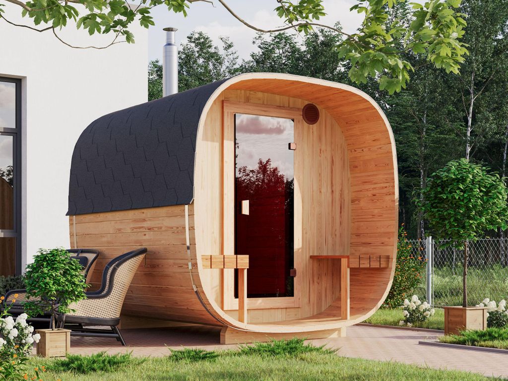 Fjordholz Fass-Sauna Modell Quadro 240 cm Produktbild 