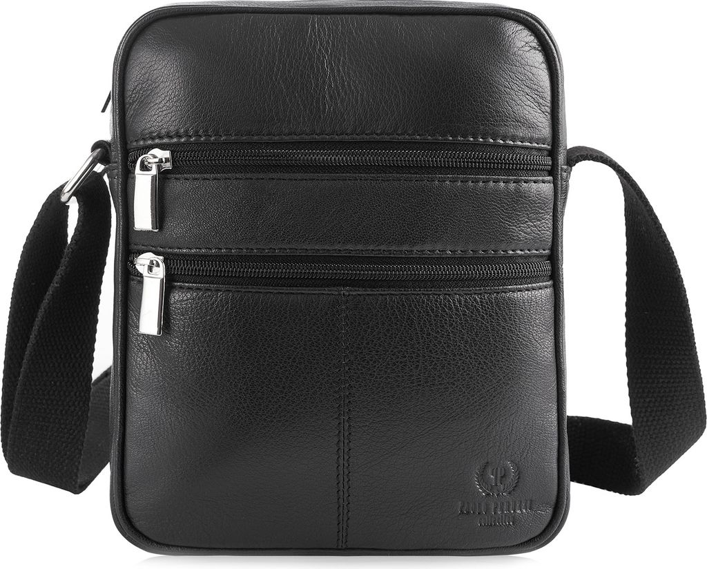 Paolo Peruzzi Herrentasche Umhängetasche aus Echtes Leder Vintage-Stil Neu Schwarz