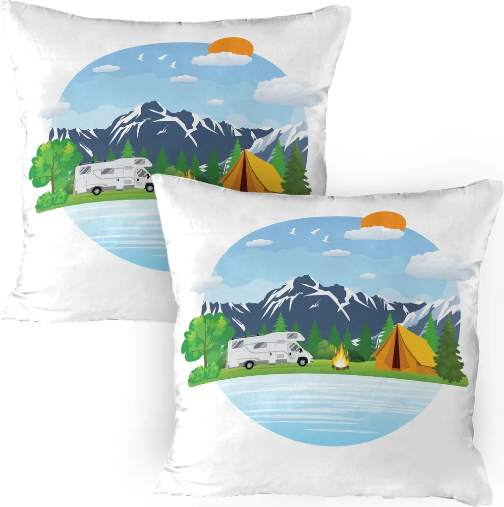 Federe Decorative 80x80 cm Forest Camping ABAKUHAUS - Stile Montagna