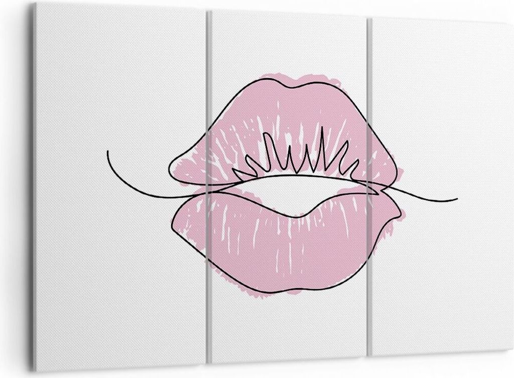Bild auf Leinwand - Leinwandbild - 3 Teile - Mund Bild Modern - 105x70cm - Wand Bild - Wanddeko - Wandbilder - Leinwanddruck - Bilder - Wanddekorat...