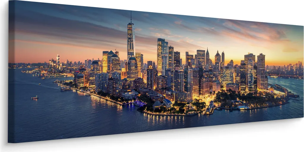 Quadro su Tela New York 145x45 - Panorama Urbano Alta Qualità