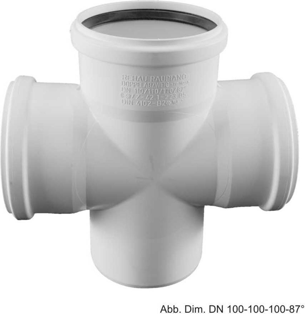 Rehau Schalldämmender Raupiano Plus Doppelabzweig max flow DN 90-90-90, 87°