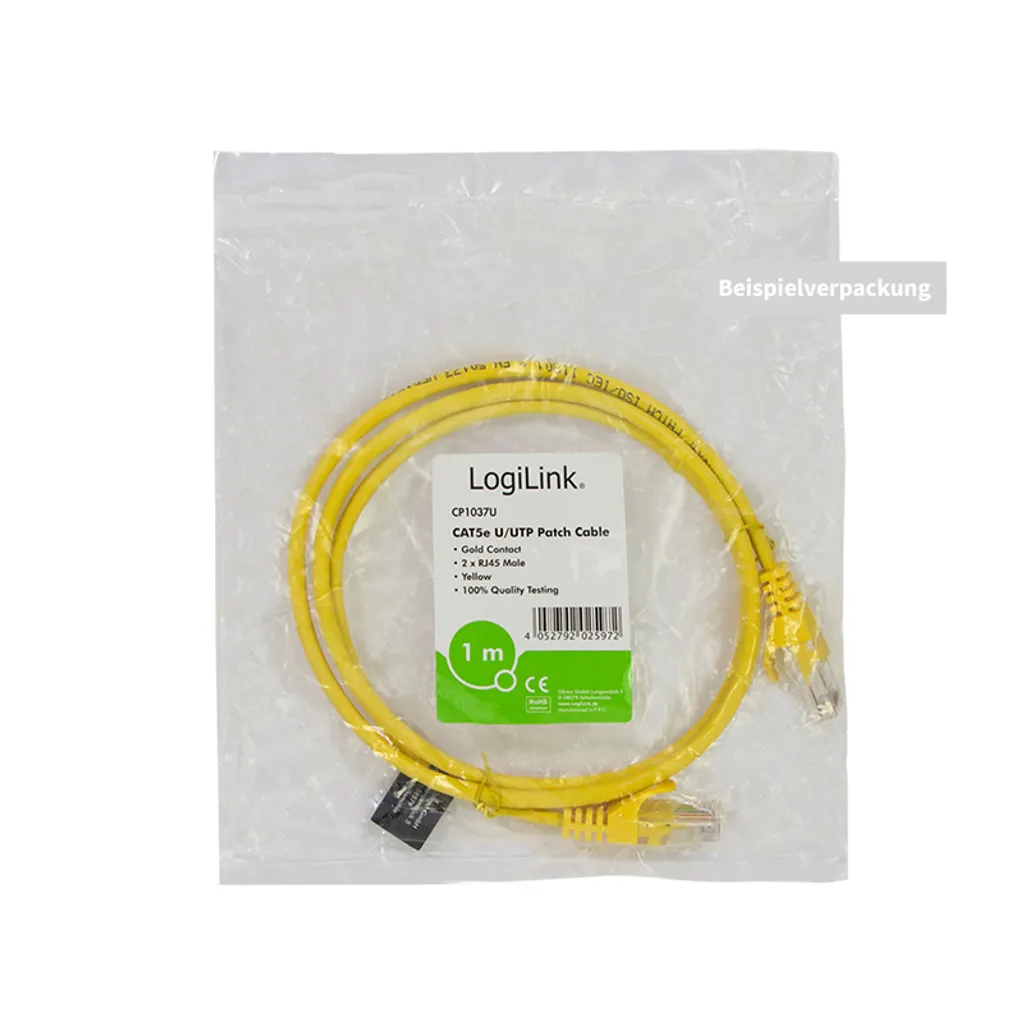Câble Ethernet CAT5e Jaune 3m LogiLink avec Connecteurs AWG26/7