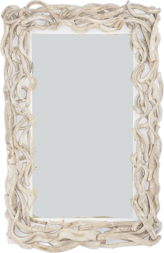Miroir Mural Rectangulaire Bois Massif pour Décoration Nature Zen 110cm