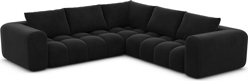 Samtstoff Ecksofa Lavera Schwarz