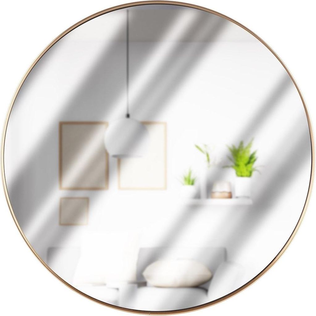 Elegante specchio da parete rotondo con cornice dorata Immagine del prodotto 