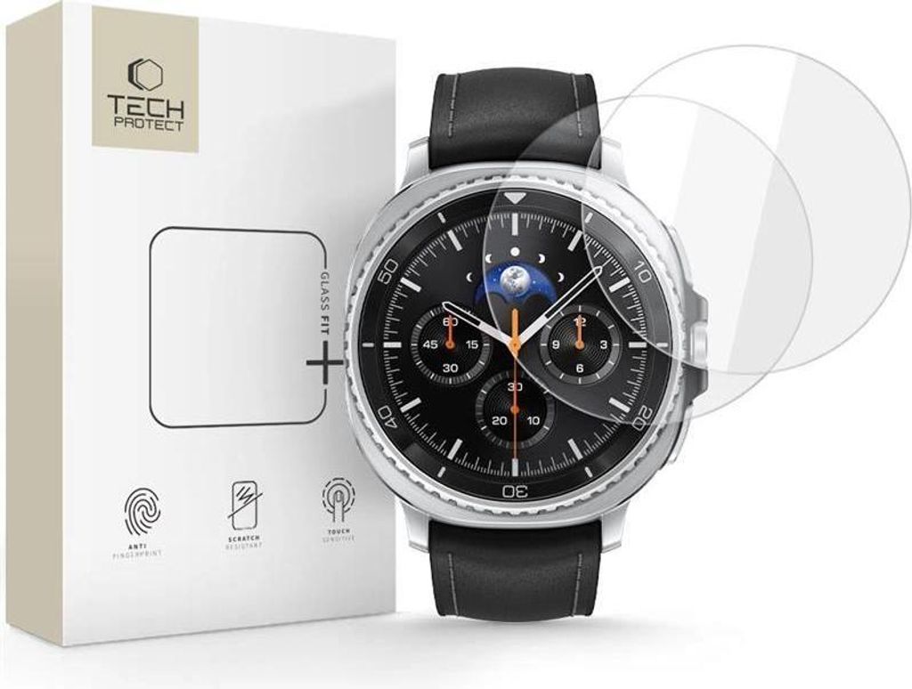 Tech-Protect Glas Fit+ 2er-Pack für Samsung Galaxy Watch 8 Classic 46 Mm - Klar
