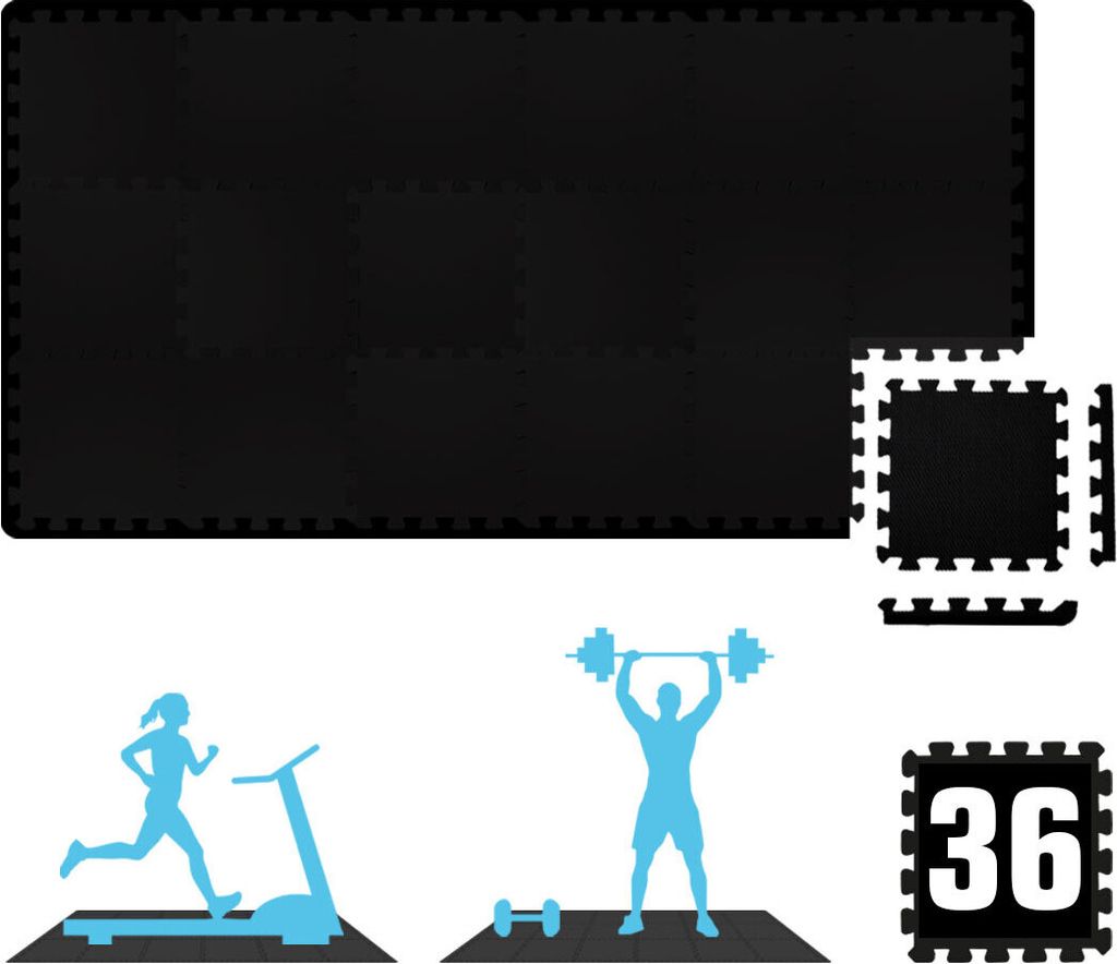 36x Fitness Bodenschutzmatte - 30x30 EVA Matte Sport Produktbild 