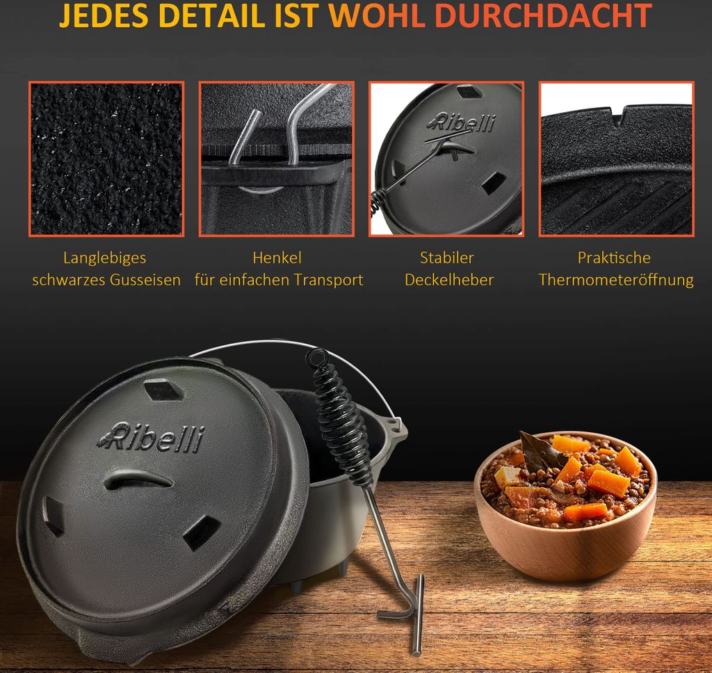 Dutch oven, Gusseisen, 9,5L, mit Haken Produktbild 3
