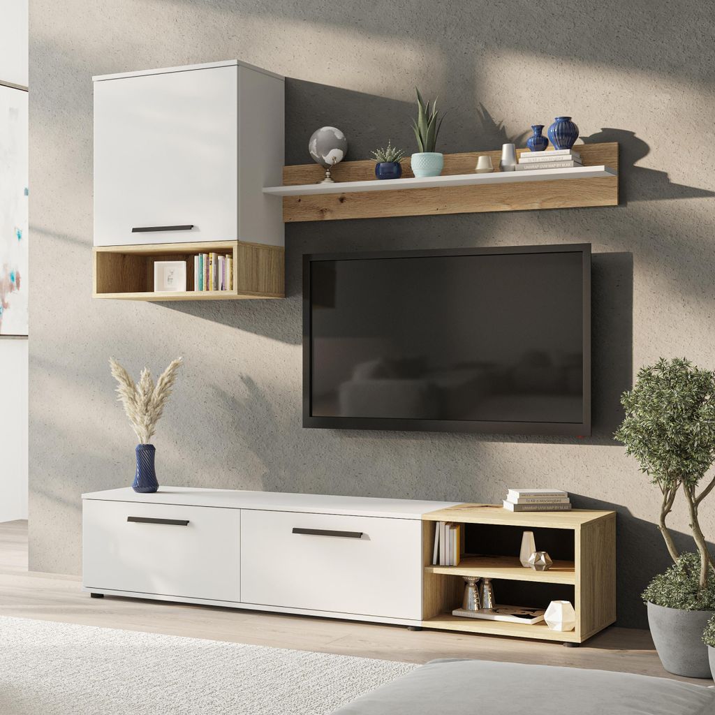 Ravio Wohnwand Vento 180 cm Modernes Wohnzimmer Set TV Produktbild 