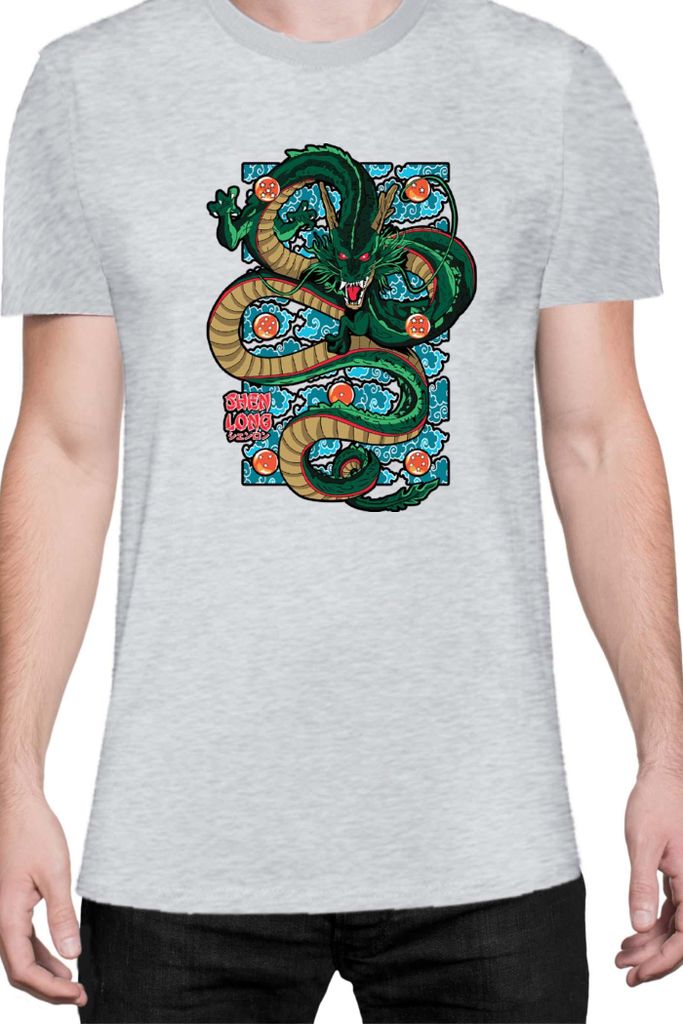 Herren T-Shirt Japan Manga Anime Comics Animation Dragon Anime Manga Ball Dragon Shenglong, Man L / Grau