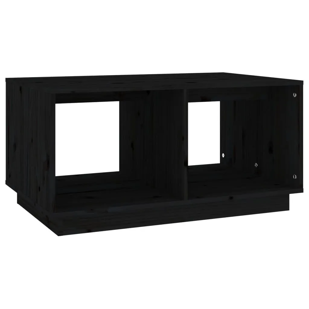 Coffee Table Nero 80x50x40 cm Pino Massello - Eleganza Minimalista