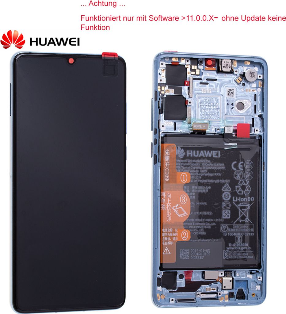 Original Huawei P30 OLED LCD Display+Touch Screen Bildschirm mit Akku Breathing Crystal 02352NLP / 02354HMF