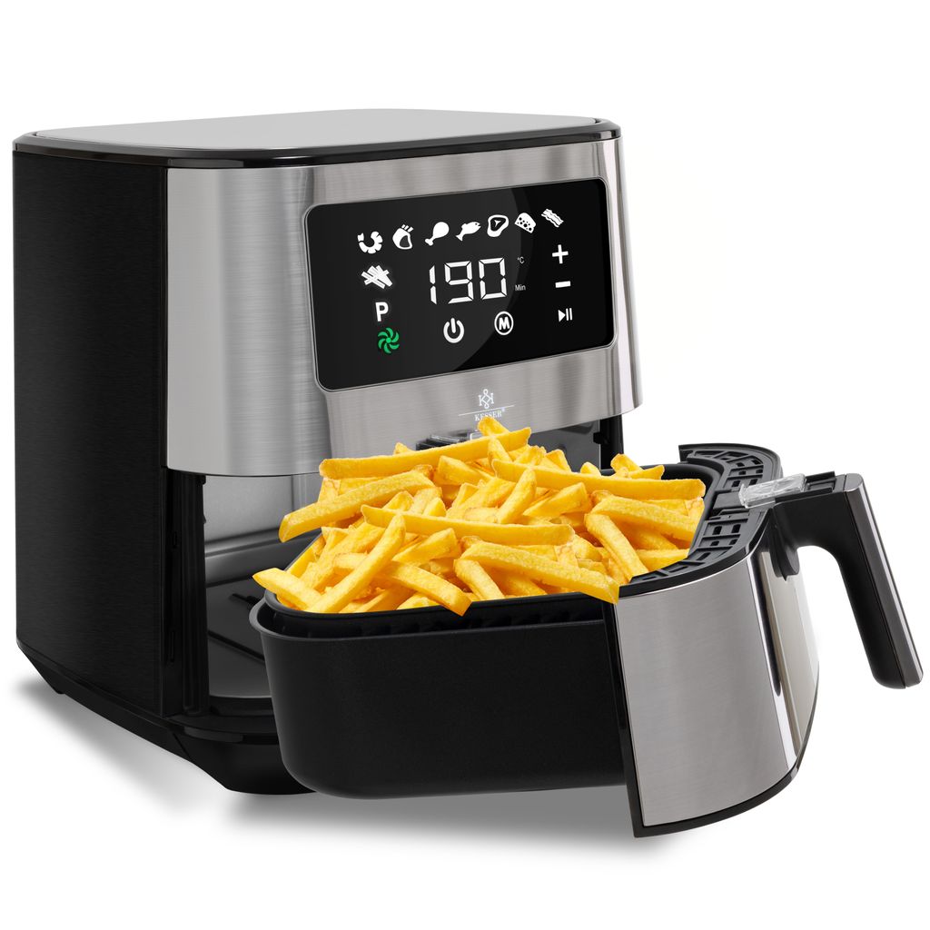 Heißluft Fritteuse XXL 5,5L Timer Touch-Display Drehregle Frittöse,1500W 7 in 1 