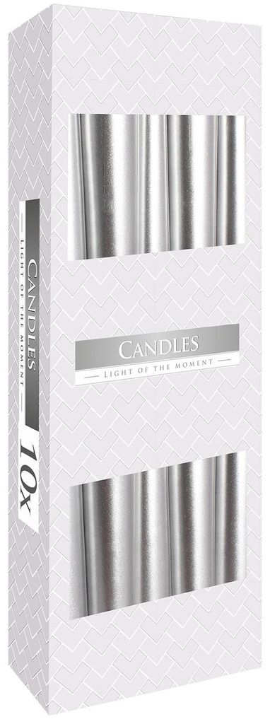 Spitzkerzen SILBER, metallic, 10 stuks. Productafbeelding 