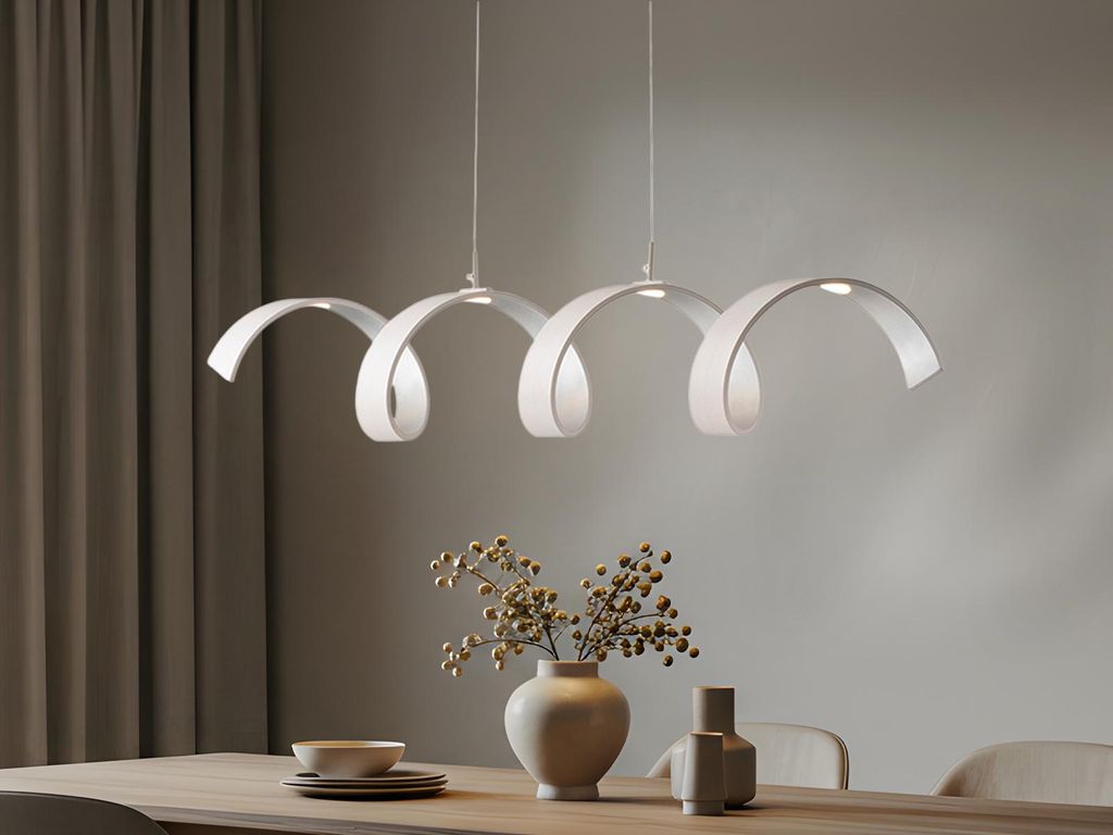 Dimmbare LED Pendelleuchte Spirallampe Küchenlampe hängend über Esstisch, B.80cm