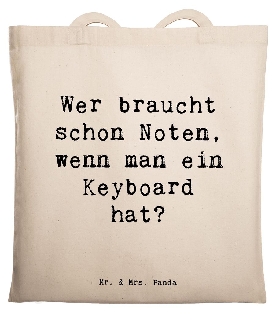 Mr. & Mrs. Panda Jutebeutel Spruch Keyboard Freude - Transparent - Geschenk, Klaviere, Instrument, Shopping Tasche, musikalische Fähigkeiten, Lapt...