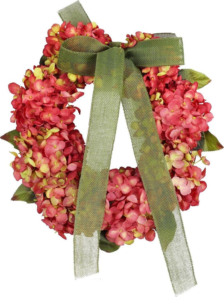 Herbstkranz mit Hortensien, 35cm orange, Türdekoration für Erntedank und Halloween