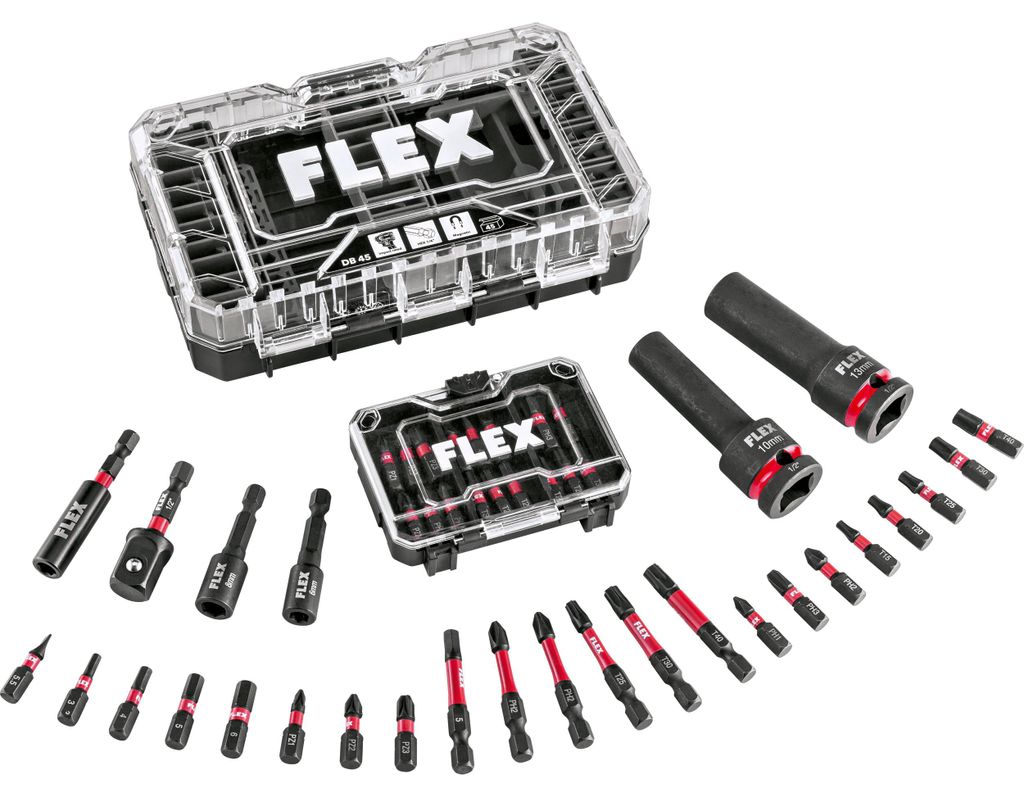 Flex Bit- Bohrerset DB 45 (45 teilig, mit schlagfesten verschließbaren Box)