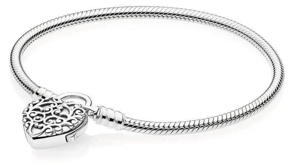 Pandora 597602 Armband Smooth Silver Padlock Regal Heart Produktbild 