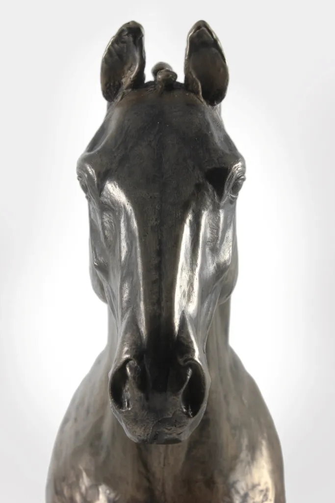 Buste de Cheval Hanovrien - Sculpture Décorative de Luxe avec Socle Pierre - 3
