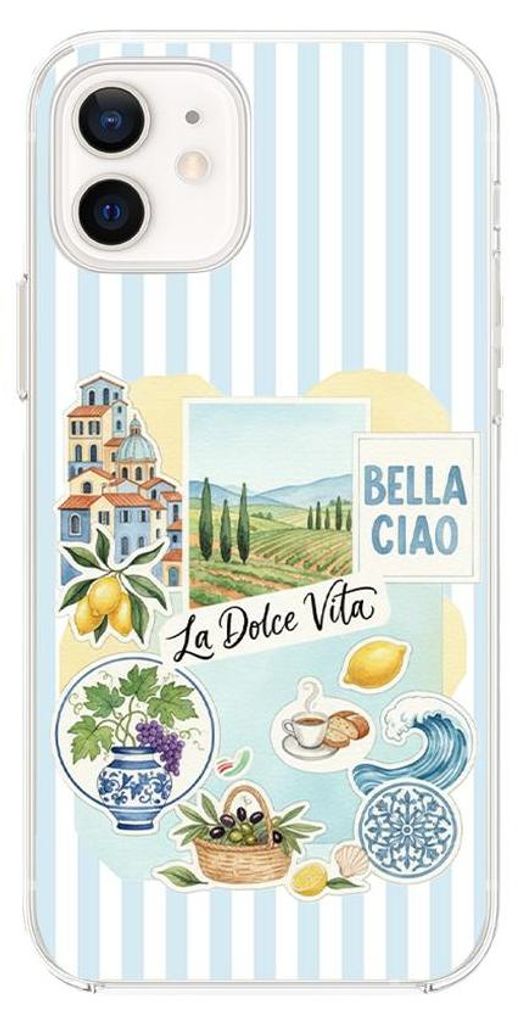 Flexible Hülle für das iPhone 12 Mini, TPU Silikon transparent, Urlaub in Italien, italienische Spezialitäten, La Dolce Vita