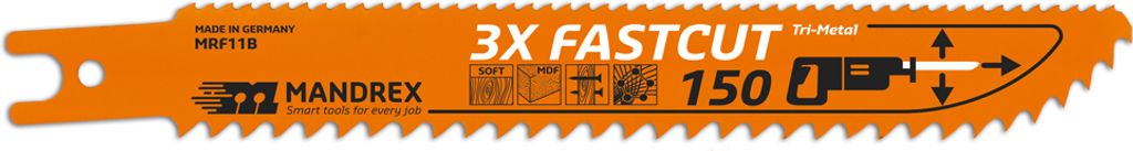 MandreX Säbelsägeblatt Holz 3X FASTCUT - 150 mm Länge