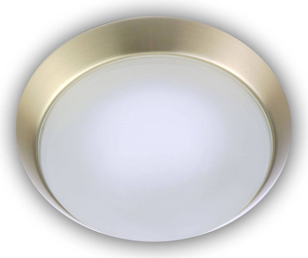 Niermann LED 8W Deckenleuchte satiniert Glas Klarrand, Messing matt, 25cm, warmweiss, Germany
