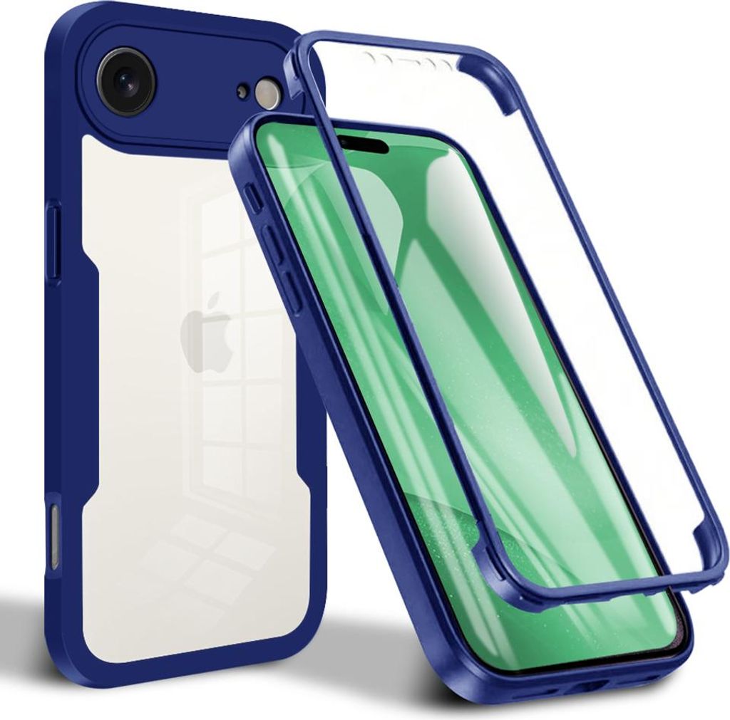 Schutzhülle für iPhone Air, Eingebautem Displayschutz 360 Grad Komplettschutz Handyhülle Blau