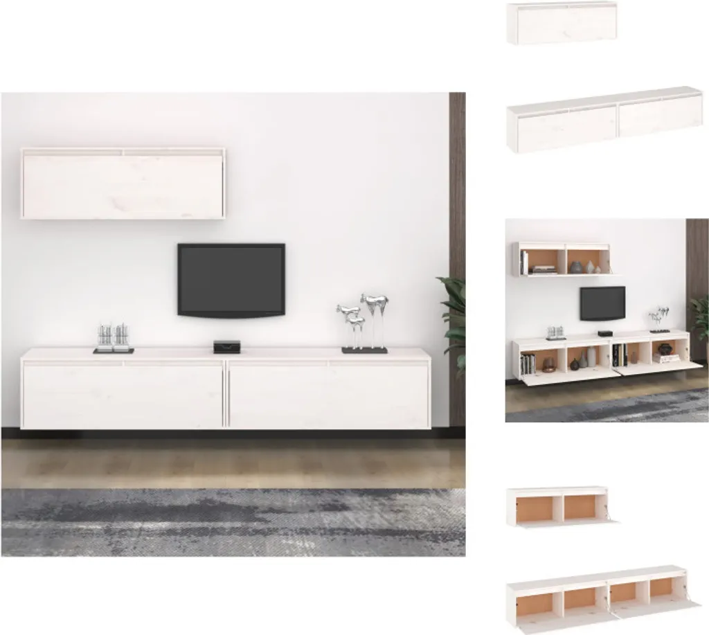 Meuble TV pour Grand Écran Salon Ensemble 3 Pièces Blanc vidaXL