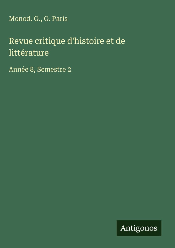 Revue critique d'histoire et de littérature