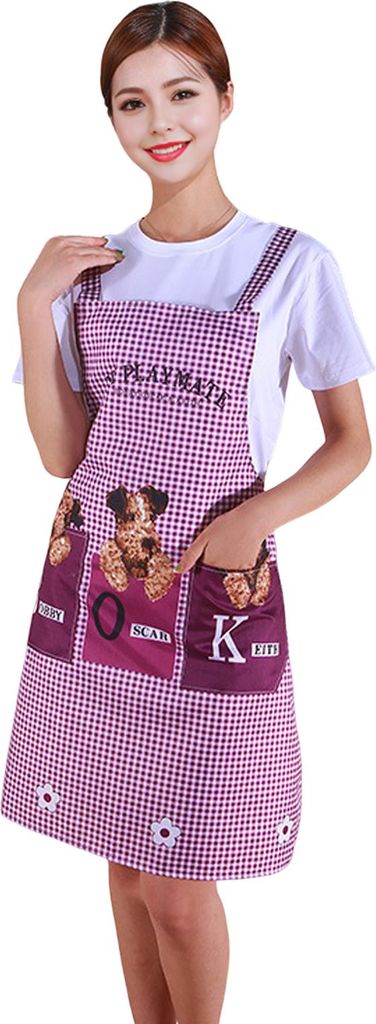 Küchenschürze mit Cartoon-Hundemuster, wasserdichte, ölbeständige, ärmellose Polyesterschürze für die Hausreinigung im Restaurant, Café